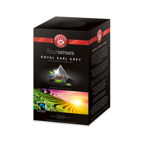 Teekanne foursenses Fairtrade Royal Earl Grey, Schwarztee, 20 Pyramidenbeutel